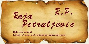 Raja Petruljević vizit kartica
